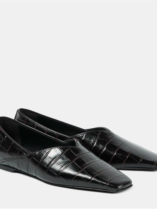 Toteme Shoes - NIB TOTEME Croc Embossed Leather Ballet Flats Black EU 38 / US 7.5-8